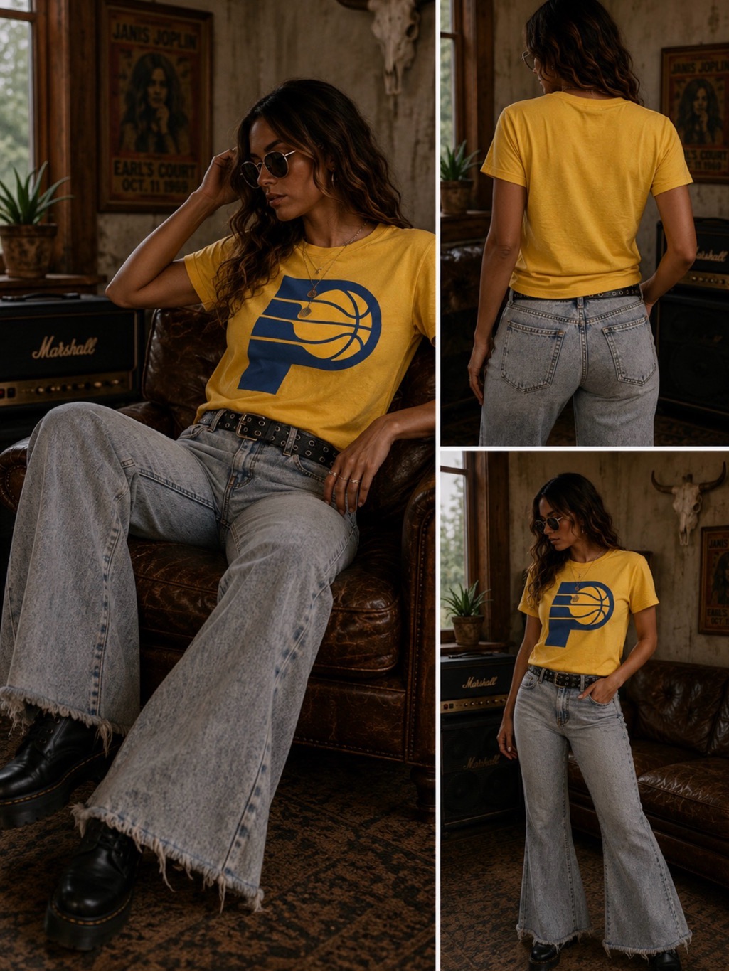 Homage Yellow Short Sleeve Tee With Blue Pacers P Logo